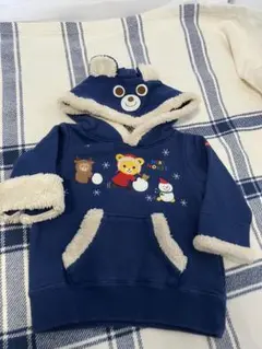 miki HOUSE クマ耳付きトレーナー 80サイズ ネイビー