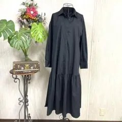 GU ブラック シャツワンピース 長袖 ティアード M