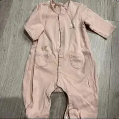 ウサギ刺繍 ピンクロンパース