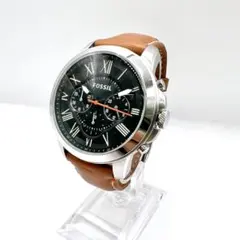 FOSSIL 腕時計 スケルトン文字盤 ブラウンレザーベルト - メルカリ