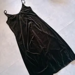 ブラックベルベットキャミワンピース