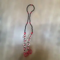ハンドメイド 花形ビーズ マスクストラップ