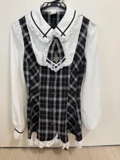 シークレットハニー ネクタイ付きラウンドカットセットアップ （チェッククロ）