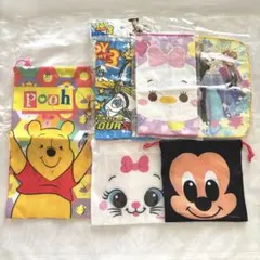 ディズニー ミニタオル＆巾着セット ミッキー プーさん アナ雪 トイストーリー