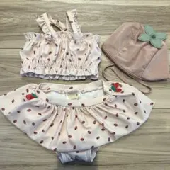 美品！試着のみpetit main いちご柄水着セット 80サイズ