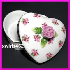 フローラルポーセリン 陶器製 ハートと薔薇 小物入れ アクセサリーケース