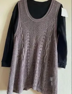 Natural Basic ニットベスト ジレ　ラメ入り