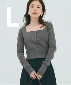 coca ハイゲージニットスクエアネックカーディガントップス