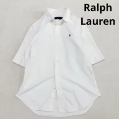 美品 ラルフローレン オックスフォード ボタンダウン 半袖シャツ ホワイト M