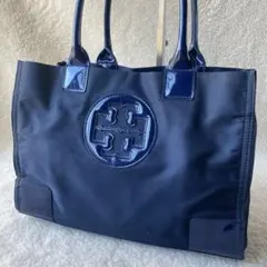 ◻︎ Tory Burch エラ A4可 トートバッグ ナイロン エナメル 紺色 