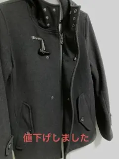 ネイビー フード付きダッフルコート