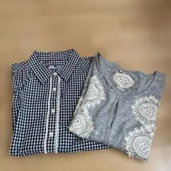 シャツワンピース　カーディガン　セット