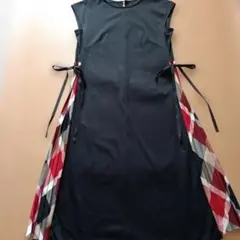 ブルーレーベルクレストブリッジ ポンチ素材脇プリーツロングワンピース36