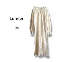 《美品》リュミエ ブロックレースボリュームスリーブワンピース 358