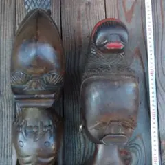 アフリカンスタイル 木製彫刻 2体セット