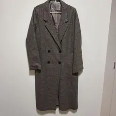 チェック柄 ダブルブレスト ロングコート　NICE CLAUP