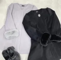 evelyn 2023年モデル オリジナルビジューコート ブラック⚠︎ビジューなし