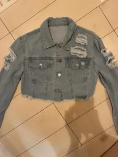 ダメージ加工 デニムジャケット ショート丈