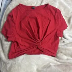 SHEIN レッド ツイストフロント クロップド丈 半袖Tシャツのサムネイル