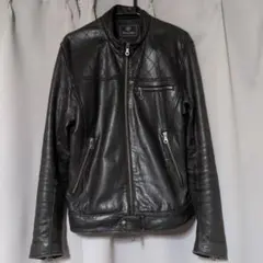 Men's Bigi ブラックレザーシングルライダースジャケットのサムネイル