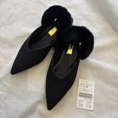 melt the lady pointed toe fur mule ブラック pointed toe fur mule / melt the lady - メルカリ