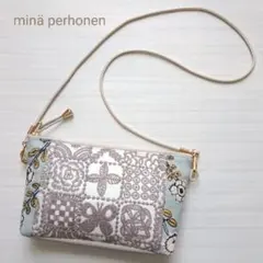 ミナペルホネン スマホゆったりポシェット フォレストタイル ベージュ