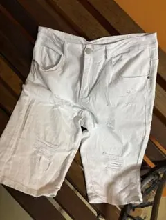ダメージ加工 ホワイト ハーフパンツのサムネイル