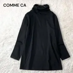 コムサ ベア天竺オフタートルネックカットソーストレッチ コットン 黒 M 洗える