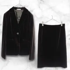 【極美品】ポールスチュアート ベルベット セットアップ スーツ 茶 9号 M