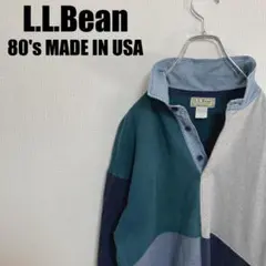 USA製L.L.Beanマルチカラーラガーシャツ80sエルエルビーン長袖M米国製