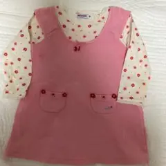 ピンク 花柄インナー付きワンピース