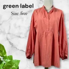 グリーンレーベルリラクシング バンドカラー ブラウス チュニック オレンジ