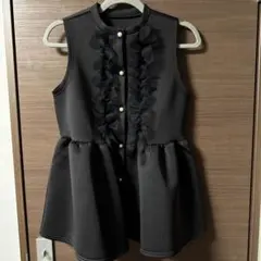 レディース　フォーマル　ペプラム　ベスト　黒