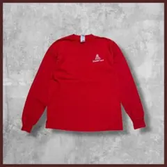 US古着 GILDAN ギルダン 刺繍ロゴ ロンT 長袖 レッド Sサイズ