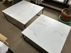 大理石　マーブル調センターテーブル2台セット　LOWYA sonefty