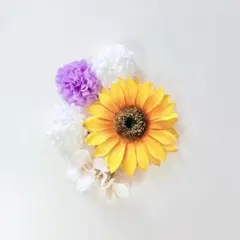 髪飾り　ひまわり　パープルマム