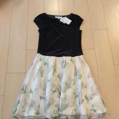 ROPE PICNIC 黒 ベルベット 花柄ワンピース