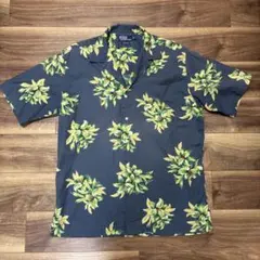 90s 良品 ラルフローレン CLAYTON コットン半袖シャツ 開襟 ネイビー