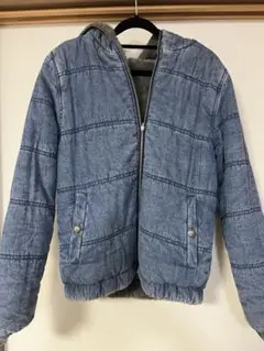 CookJEANS デニム風フード付きダウンジャケット