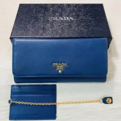 本日限定値下げ　PRADA プラダ　長財布　パスケース　箱　タグ　ギャンティ　紺 本日限定値下げ PRADA プラダ 長財布 パスケース 箱 タグ ギャンティ