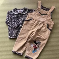 ミニーマウス刺繍オーバーオールセット80cm