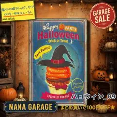 ★ハロウィン_09★ブリキ看板 Halloween[20260902]帽子