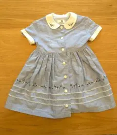 刺繍入り 半袖ワンピース ブルーのサムネイル