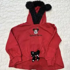 Disney ミニーマウス パーカー 赤120cm 耳付きフード　裏毛