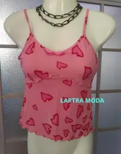 LARTRA MODA ★ハートプリント キャミソール ピンク イタリア製のサムネイル