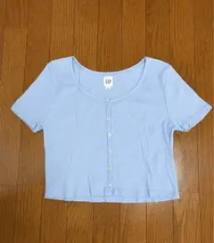 GAP 半袖 リブカーディガン ライトブルー Mのサムネイル