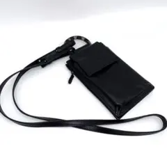 ✨美品✨ イアパピヨネ お財布ショルダー 本革 ブラック スマホ ポーチ リング