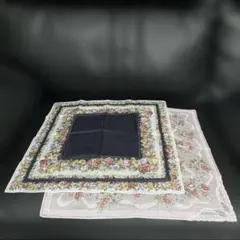 新品未使用 マリオヴァレンティノ 花柄ハンカチ2枚44.5x44.5cm #華麗のサムネイル