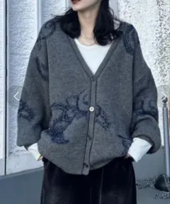 グレー ニット カーディガン