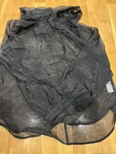 透け感フード付きシャツ M ブラック